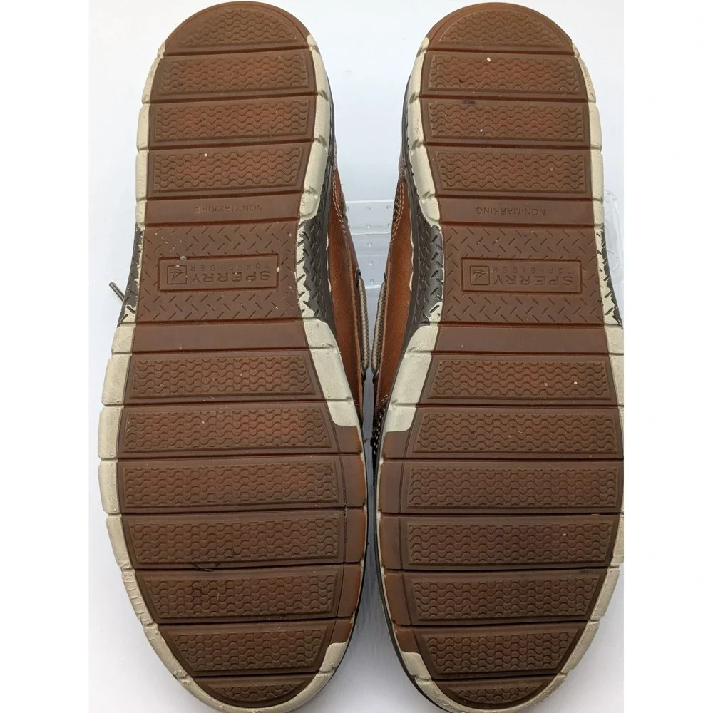 Sperry Top-Sider Mens Boat Shoes Size 11M Brown Leather Mesh Memory Foam